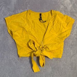 Zara Cropped Shirt with Buttons and Tie